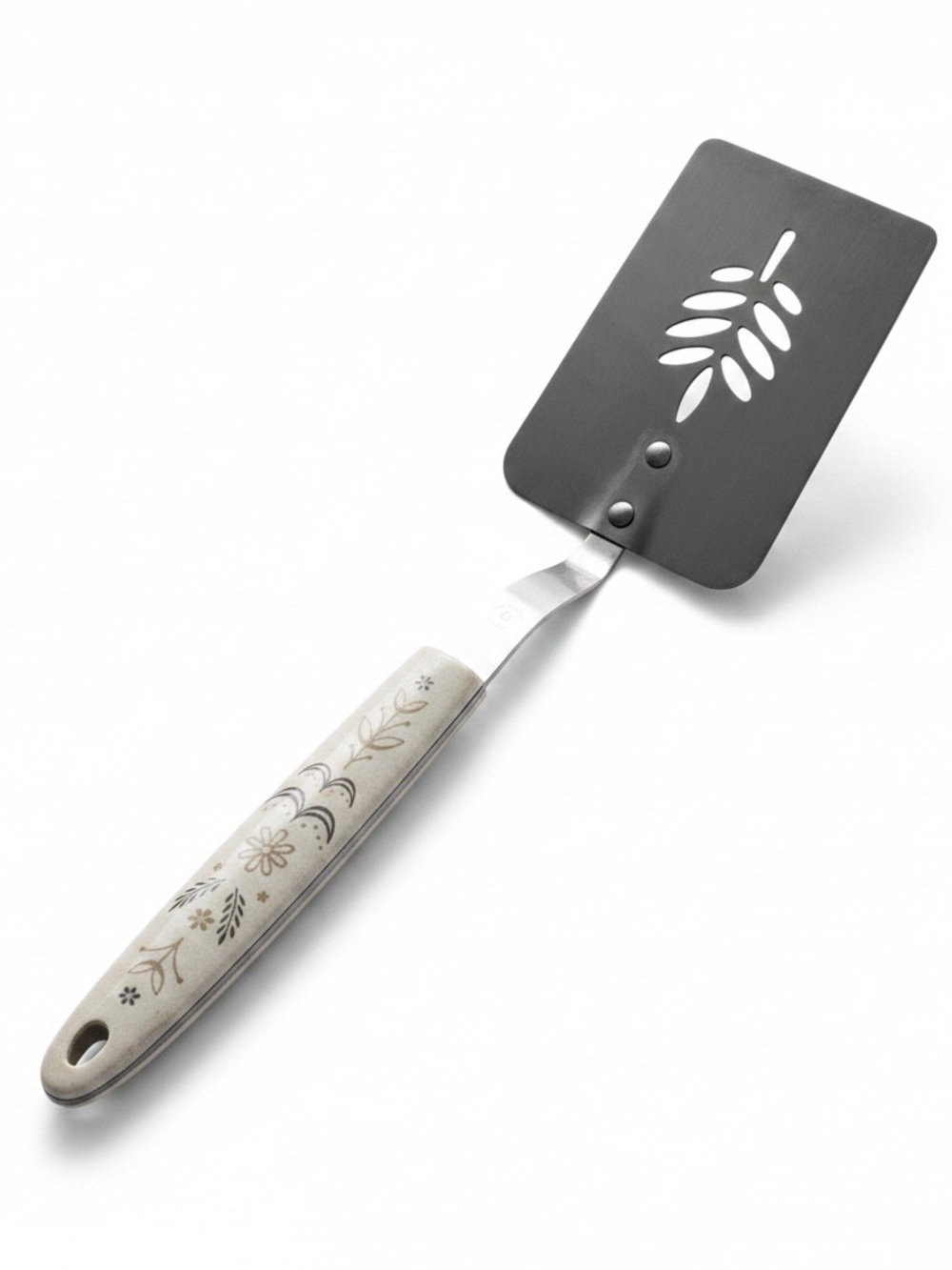 Vintage Flint Stainless USA Floral Pattern Slotted Spatula